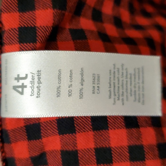 4T Boys Long Sleeve, Red & Black Plaid, Button Up Shirt by Carter's - Picture 8 of 8